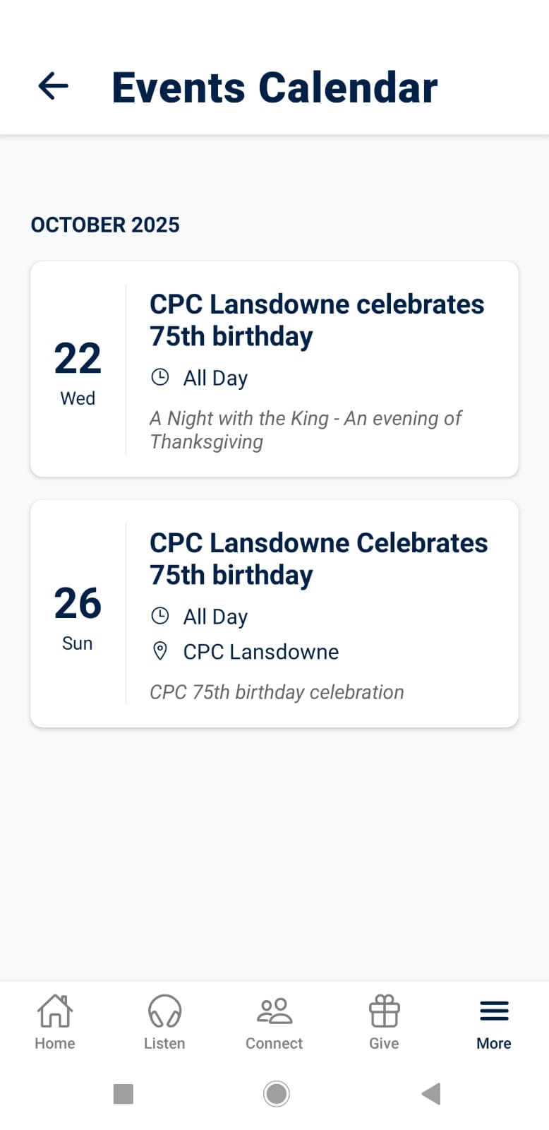 CPC Lansdowne App Events